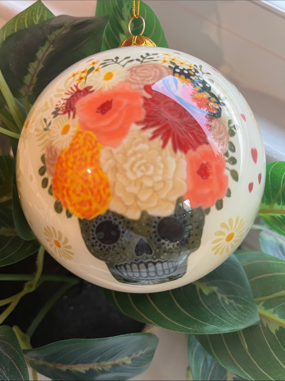 🦋 World Market.. Li Bien 2025 Floral Skull and Butterfly Holiday Ornament -